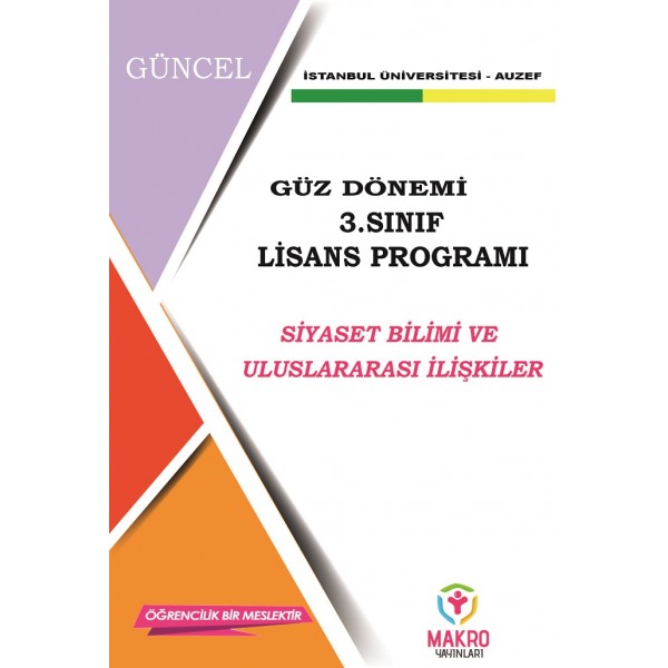 Auzef  Siyaset Bilimi ve Uluslararası İlişkiler 3. Sınıf  (Lisans) Güz Dönemi Ders Kitapları