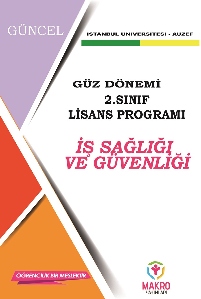 Auzef  İş Sağlığı ve Güvenliği 2. Sınıf (Lisans)  Güz Dönemi Ders Kitapları 