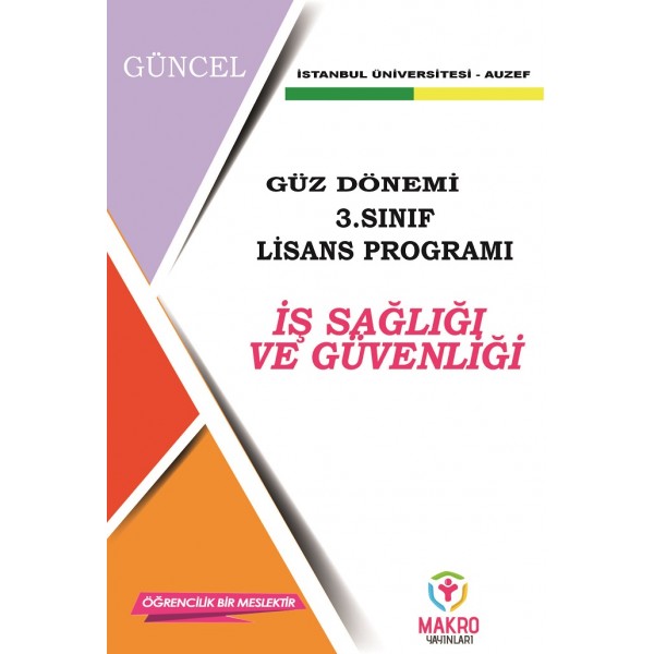 Auzef  İş Sağlığı ve Güvenliği 3. Sınıf  (Lisans) Güz Dönemi Ders Kitapları 