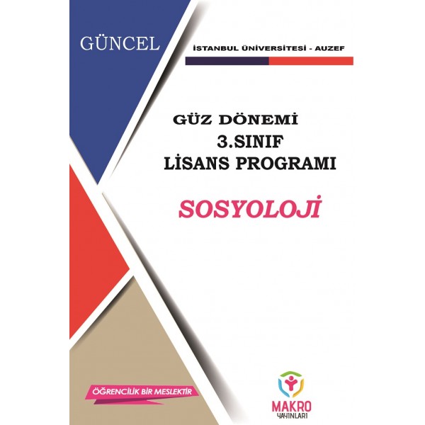 Auzef Sosyoloji 3. Sınıf (Lisans) Güz Dönemi Ders Kitapları