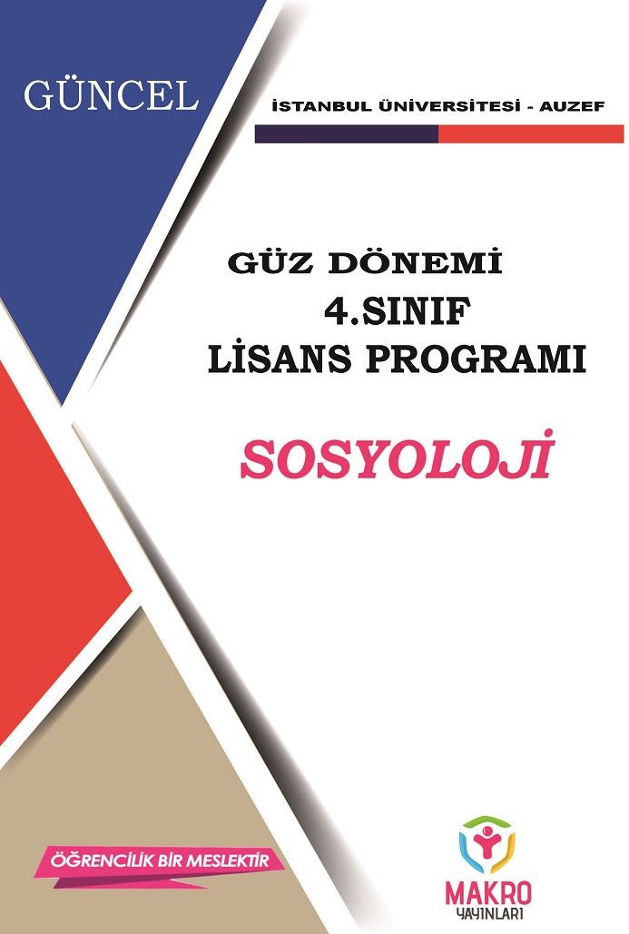 Auzef Sosyoloji 4. Sınıf (Lisans) Güz Dönemi Ders Kitapları
