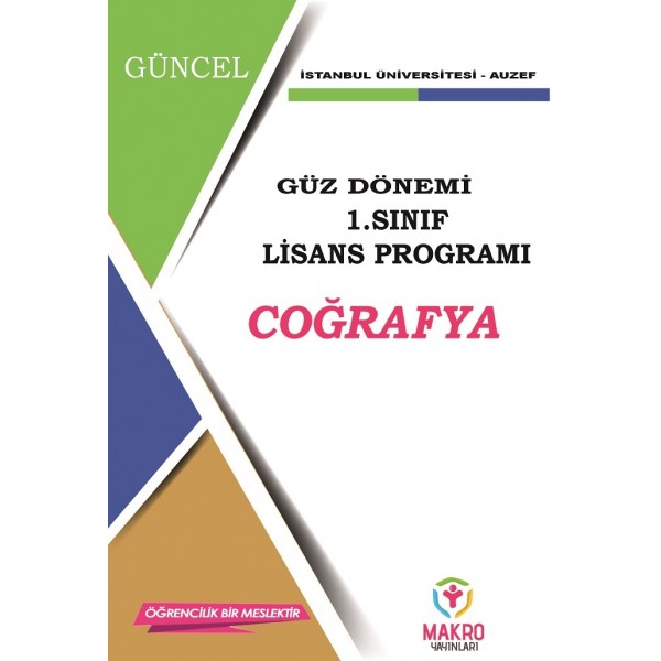 Auzef Coğrafya 1. Sınıf  (Lisans) Güz Dönemi Ders Kitapları (SADECE 4 ANA DERS)