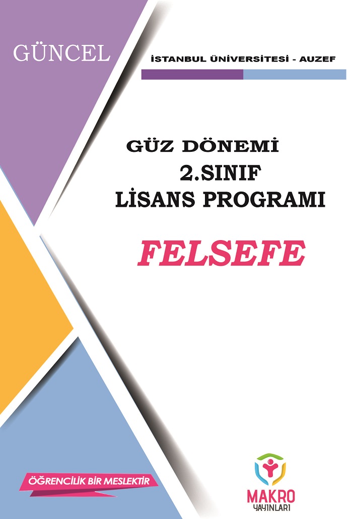 Auzef Felsefe 2. Sınıf  (Lisans) Güz Dönemi Ders Kitapları