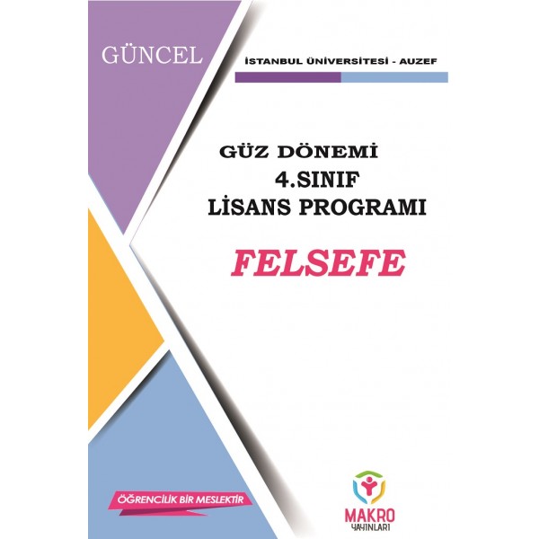Auzef Felsefe 4. Sınıf (Lisans)  Güz Dönemi Ders Kitapları