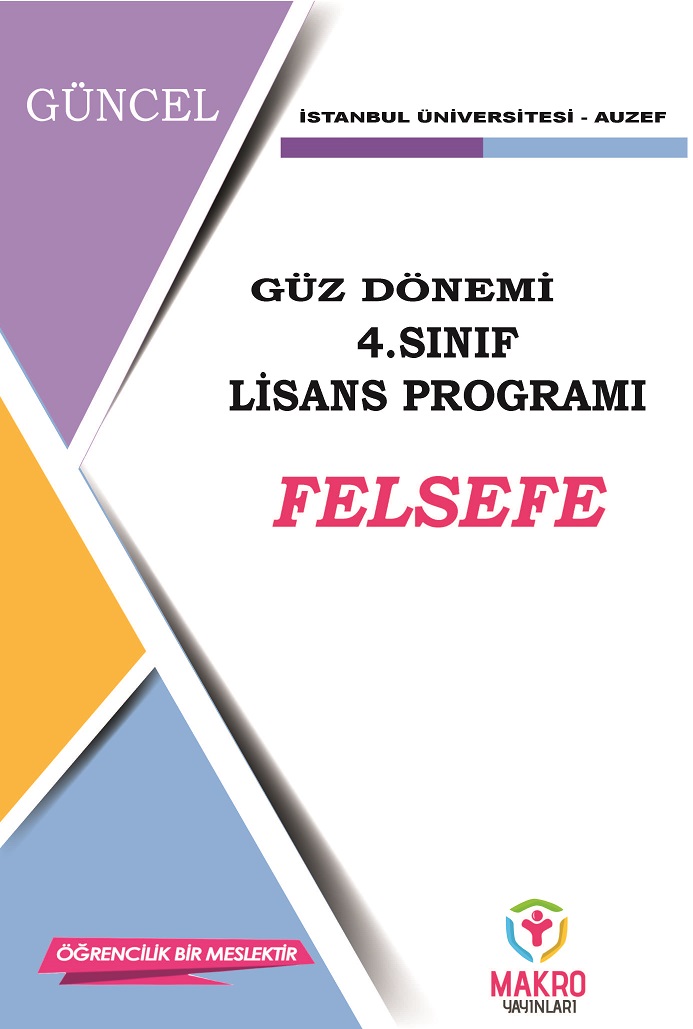 Auzef Felsefe 4. Sınıf (Lisans)  Güz Dönemi Ders Kitapları