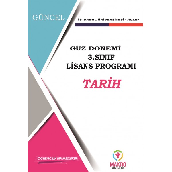 Auzef Tarih 3. Sınıf  (Lisans) Güz Dönemi Ders Kitapları
