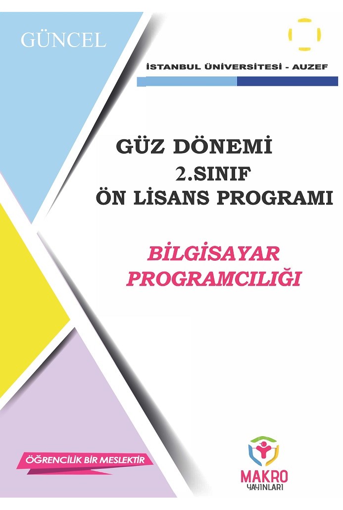 Auzef Bilgisayar Programcılığı 2. Sınıf (Ön Lisans) Güz Dönemi Ders Kitapları 