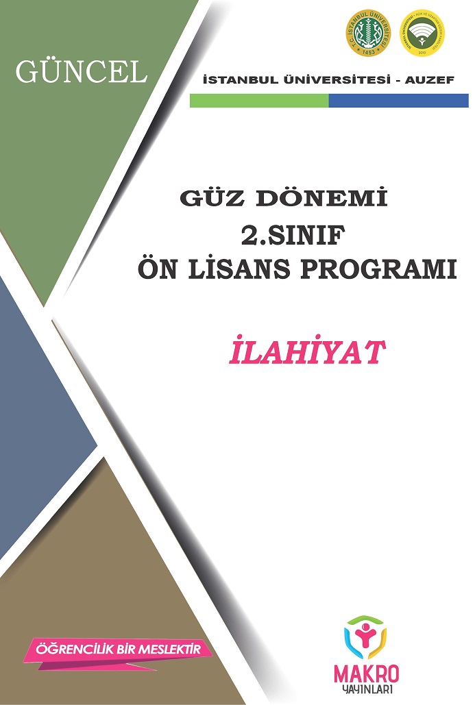 Auzef ilahiyat 2. Sınıf (Ön Lisans) Güz Dönemi Ders Kitapları (SADECE 5 ANA DERS)