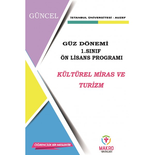 Auzef Kültürel Miras ve Turizm 1. Sınıf (Ön Lisans) Güz Dönemi Ders Kitapları (SADECE 4 ANA DERS)