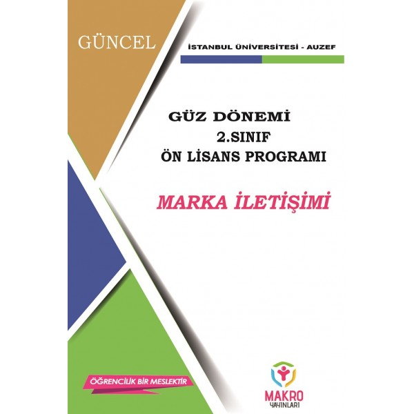 Auzef Marka İletişimi 2. Sınıf (Ön Lisans) Güz Dönemi 